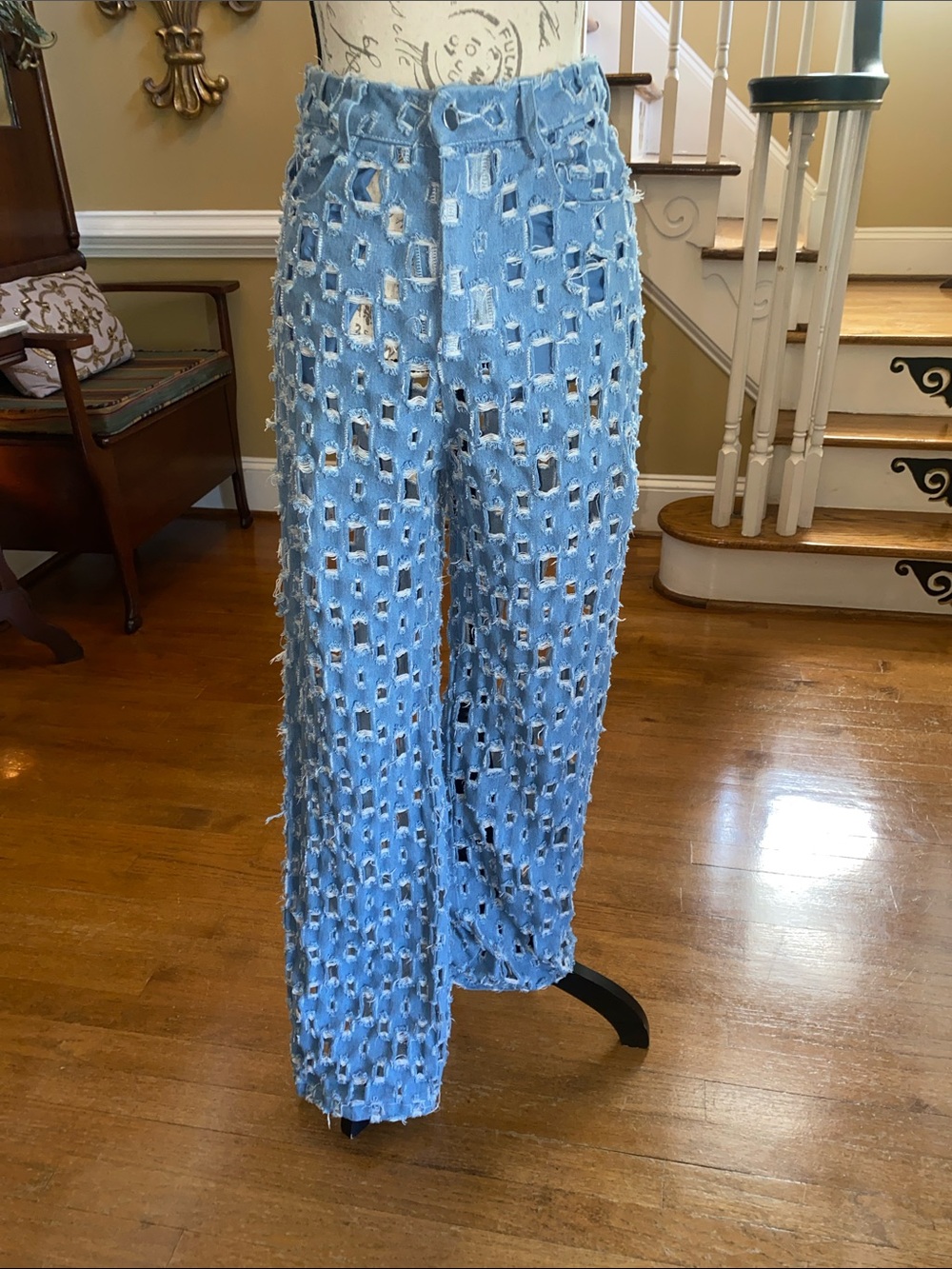 Unique cut-out see through festival jeans